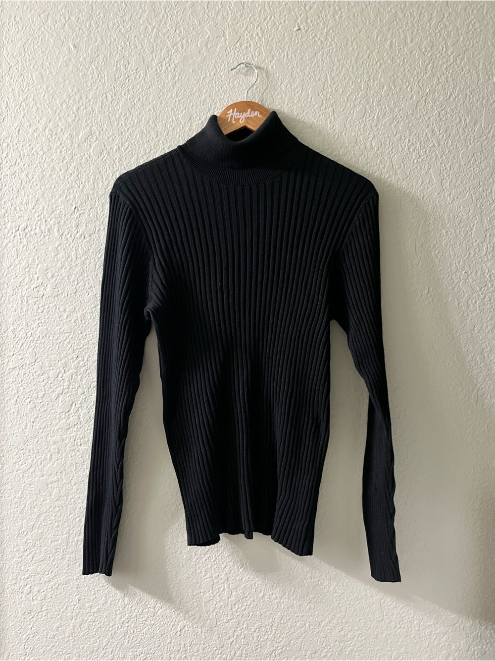 JEANNE PIERRE Black Ribbed Turtleneck Sweater